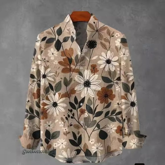 Camisa de Cuadros con Cuello Mao Manga Larga para Hombre - Image 4