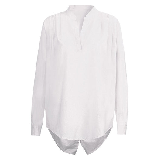 Camiseta Casual de Cuello V y Manga Larga Color Sólido - Image 14