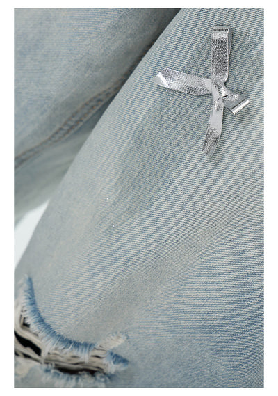 Jeans Rectos Retro con Lazada y Rotos para Mujer - Image 21