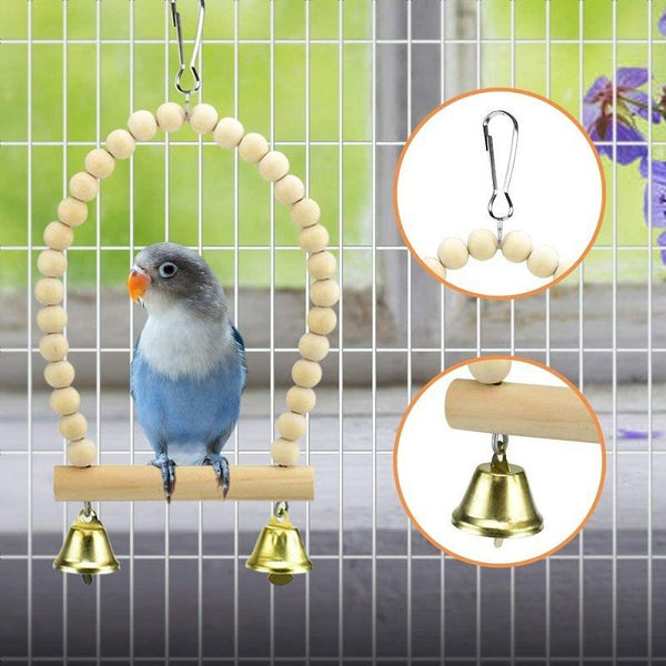 Juguete Columpio para Loro con Campana y Anillo - Pequeño y Mediano