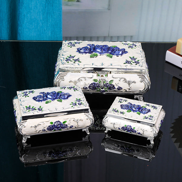 Caja de Almacenamiento Decorativa con Rosa 3D de Lujo