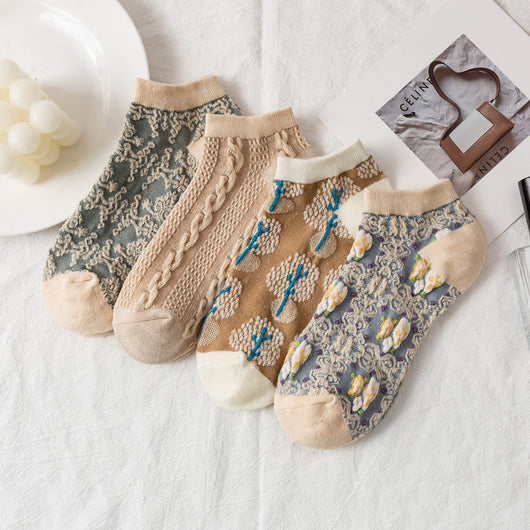 Calcetines de Malla Jacquard Ultrafinos para Mujer - Estilo Retro Ins - Image 5