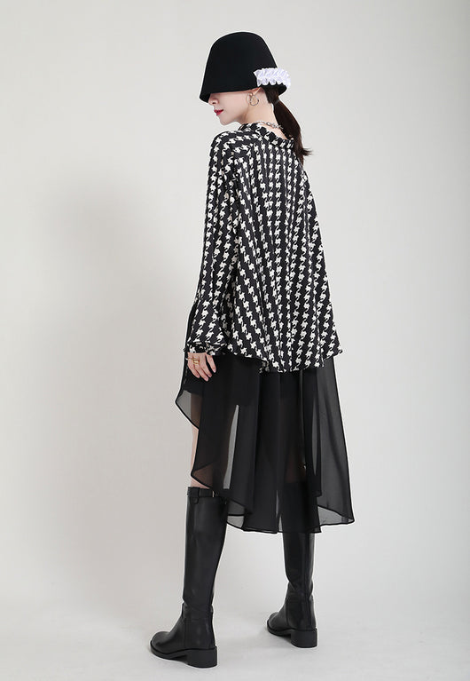Vestido Camisero Estampado con Mangas Acampanadas Efecto Dos Piezas - Image 32
