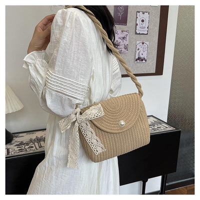 Bolsa Tejida de Algodón con Cuerda - Estilo Casual Artesanal para Verano - Image 20