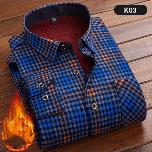 Camisa Cálida Acolchada de Terciopelo para Hombre Talla Grande - Image 4