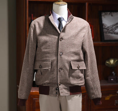Abrigo Tweed Cuello Mao Monopecho Slim Fit Lujo Retro - Image 9