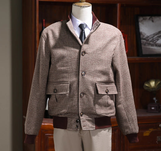 Abrigo Tweed Cuello Mao Monopecho Slim Fit Lujo Retro - Image 9