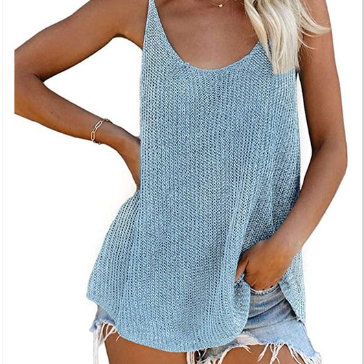 Blusa Suelta de Punto con Contraste de Colores y Cuello en U - Image 7