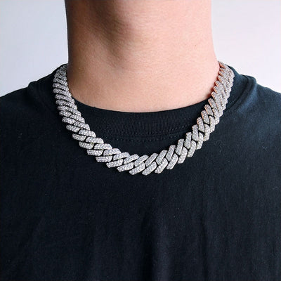 Cadena Cubana de Oro con Diamantes de Circón Doble Fila 15mm - Image 18
