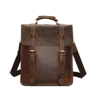 Mochila de Cuero Vintage Crazy Horse para Hombre - Image 9