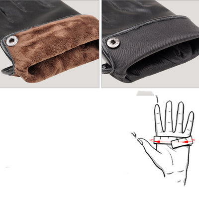 Guantes de Cuero para Hombre Invierno con Pantalla Táctil Piel de Oveja - Image 3