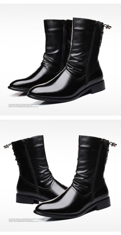 Botas Altas de Cuero para Hombre Estilo Británico-Coreano - Image 12