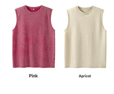 Camiseta sin mangas suelta desgastada estilo americano para hombre - Image 10