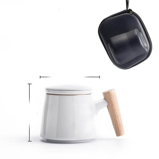 Taza de Cerámica Minimalista para Oficina con Mango de Madera - Image 19