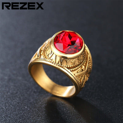 Anillo Militar de Acero Titanio con Gema Punk Personalizado para Hombre - Image 6