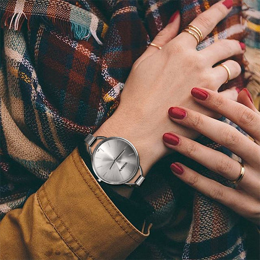 Reloj de Mujer con Malla y Esfera Grande