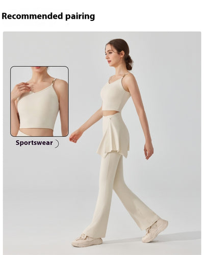 Pantalón Deportivo Dos Piezas Desmontable Cintura Alta y Falda Capri Efecto Nude - Image 8