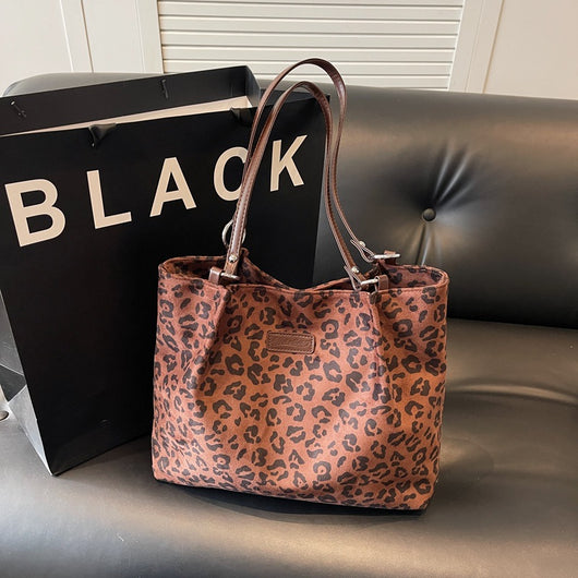 Bolsa Grande de Lona con Estampado de Leopardo para Hombro - Image 6