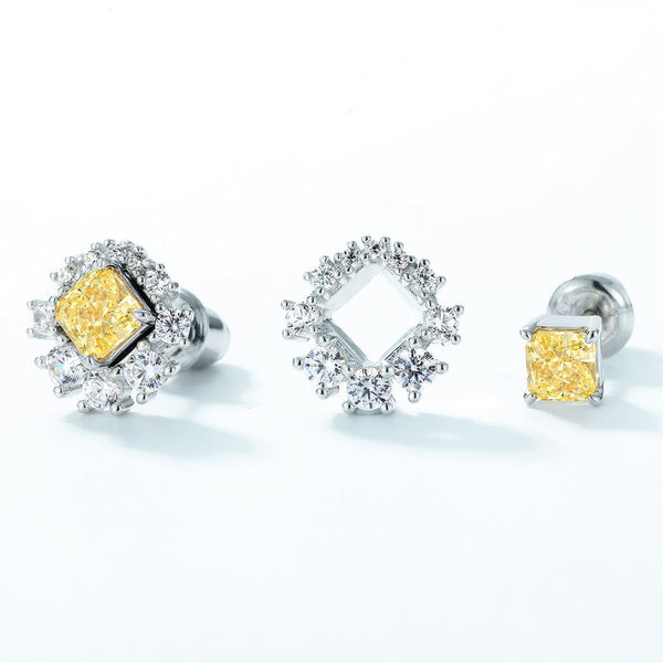 Aretes de Plata S925 Flor de Hielo con Cristales de Alto Brillo para Mujer
