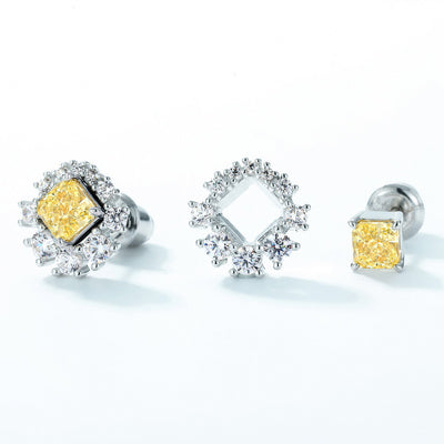Aretes de Plata S925 Flor de Hielo con Cristales de Alto Brillo para Mujer