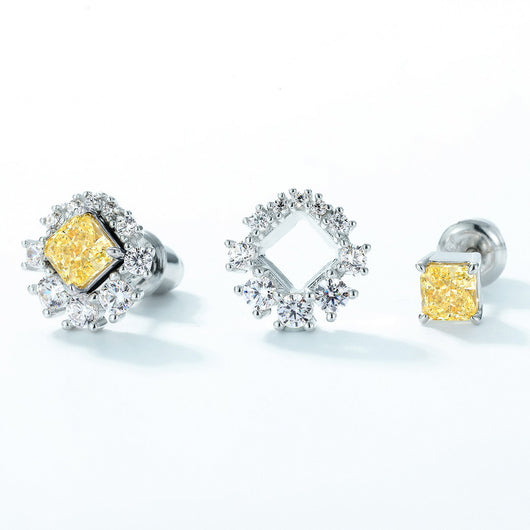 Aretes de Plata S925 Flor de Hielo con Cristales de Alto Brillo para Mujer
