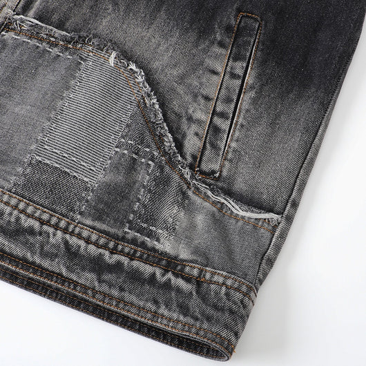 Chaqueta Denim Vintage Destruida Estilo Retro Americano - Image 15