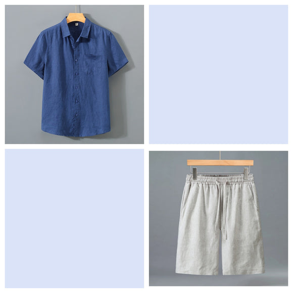Conjunto de Shorts y Camisa de Lino para Hombre - Outfit Veraniego Ligero y Cómodo