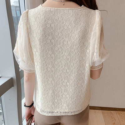 Blusa Elegante Cuello en V con Mangas Abullonadas - Image 5
