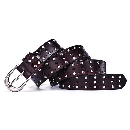 Cinturón de Cuero Genuino para Mujer con Remaches Punk - Estilo Europeo y Americano - Image 9