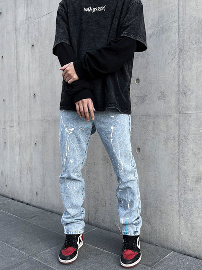 Jeans Rectos con Detalles Salpicados - Image 8
