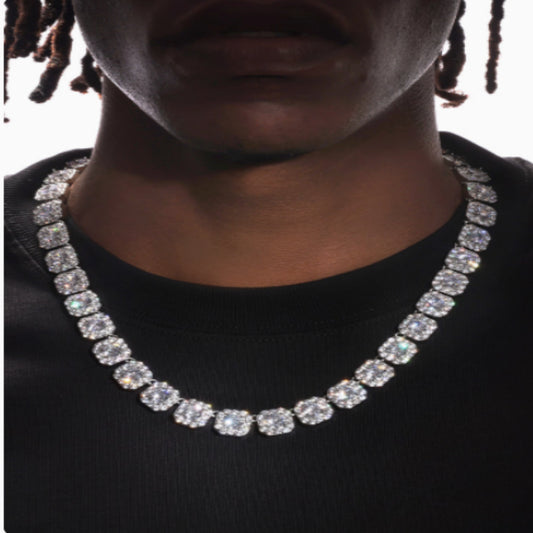 Collar de Oro Blanco 18K con Diamantes de Azúcar de Roca