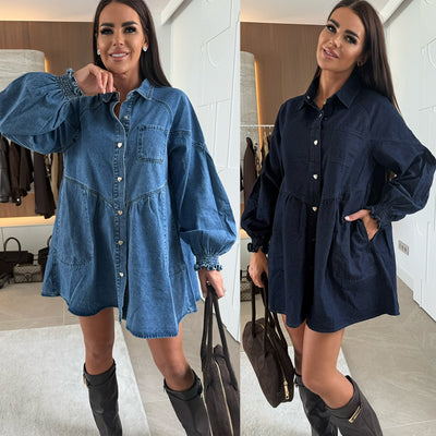 Vestido Camisero Denim Manga Larga