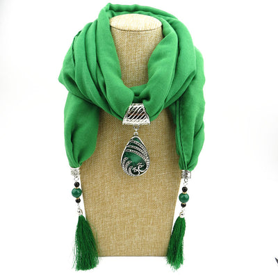 Bufanda Étnica Pavo Real con Borla de Gema - Chal Otoño Invierno para Mujer - Image 16