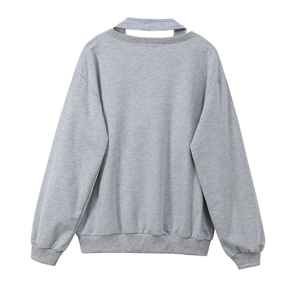 Suéter V-Neck Gris para Mujer - Diseño Minimalista y Sofisticado