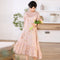 Vestido Vintage Línea A con Cuello de Pie y Estampado