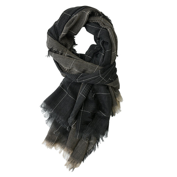 Bufanda Grande Cuadriculada Bicolor con Borlas para Invierno