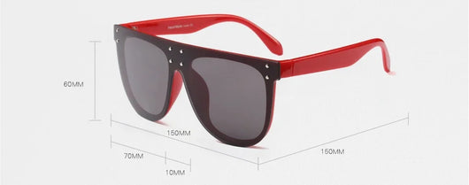 Black and white flat top sunglasses with dark lenses and small gold-toned stud details on the frame. - Image 15
