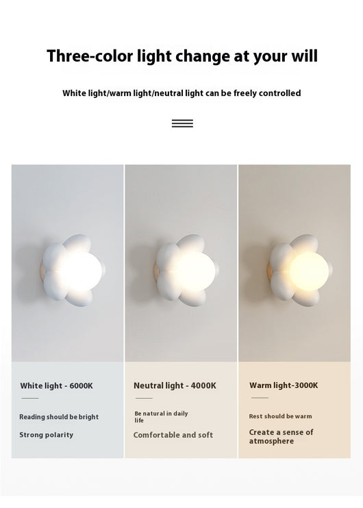 Lámpara de Pared Infantil Flor - Luz Moderna Estilo Crema para Dormitorio - Image 14