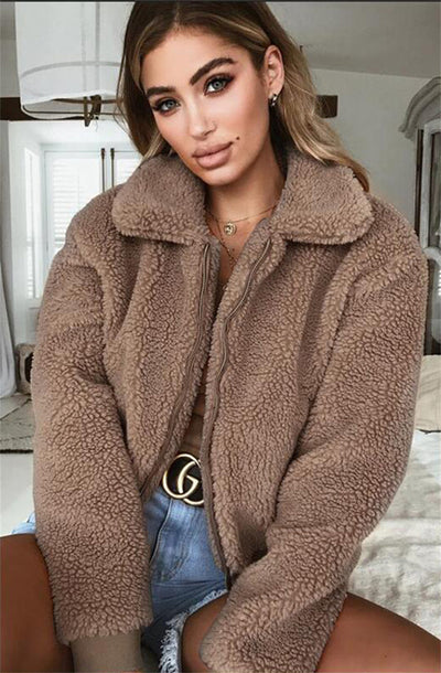 Chaqueta Abrigo Mujer con Solapa y Cierre de Cremallera para Invierno y Otoño - Image 5