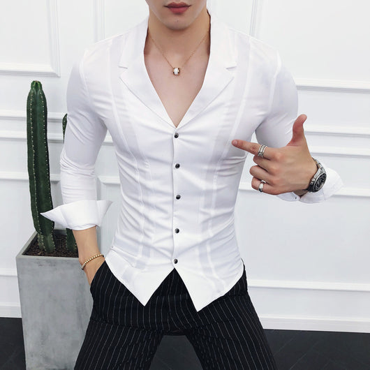 Camisa Manga Larga Clásica de Color Sólido para Hombre - Image 12