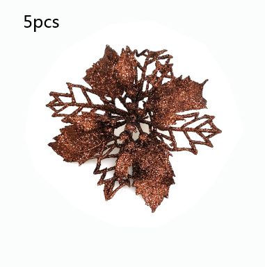Flores Navideñas Artificiales con Brillo - Adornos para Árbol de Navidad y Decoración del Hogar - Image 33