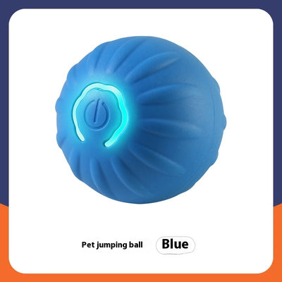 Orange pet jumping ball toy with a glowing blue power button, made from TPR material for dogs. - Image 6