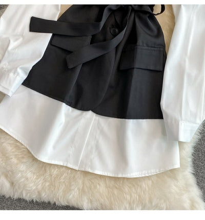 Vestido Ejecutivo con Corbata Integrada y Cuello Solapa - Image 15