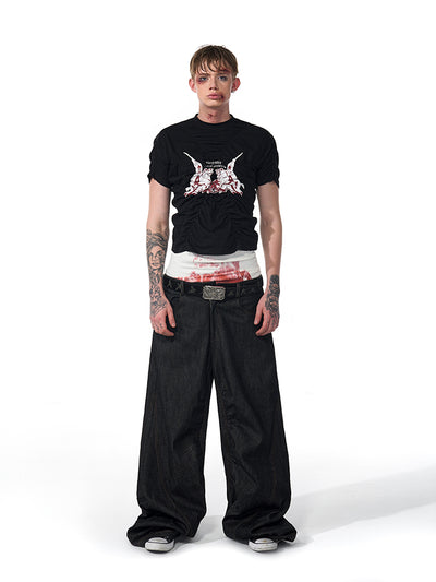 Camisa Estampada Slim Fit Negra de Manga Corta para Hombre - Image 11