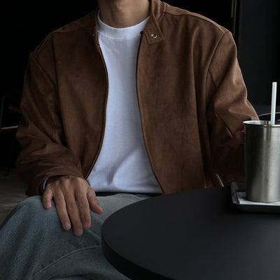 Chaqueta Café con Cuello de Pie - Image 3