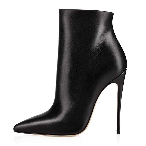 Botines de Tacón Alto Puntiagudo para Mujer - Estilo Europeo Tallas Grandes Negro y Blanco