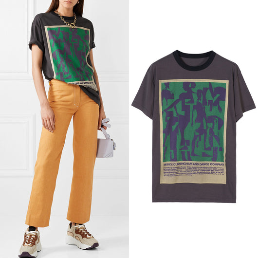 Camiseta Suelta Estampado Bailarín para Pareja - Unisex Algodón