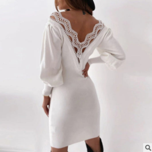 Vestido Largo de Encaje con Manga Larga para Otoño e Invierno - Image 4