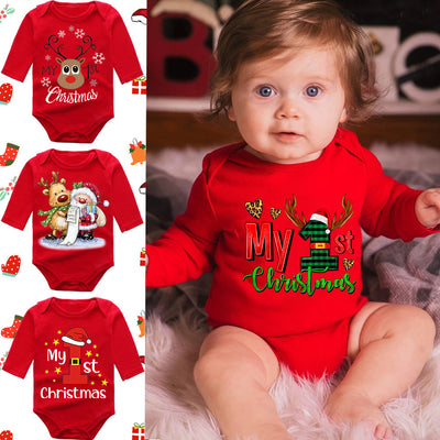 Mameluco Largo Rojo con Diseño de Alce para Bebé Recién Nacido - Image 2