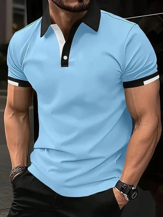 Polo Casual Holgado de Manga Corta Liso para Hombre - Image 29